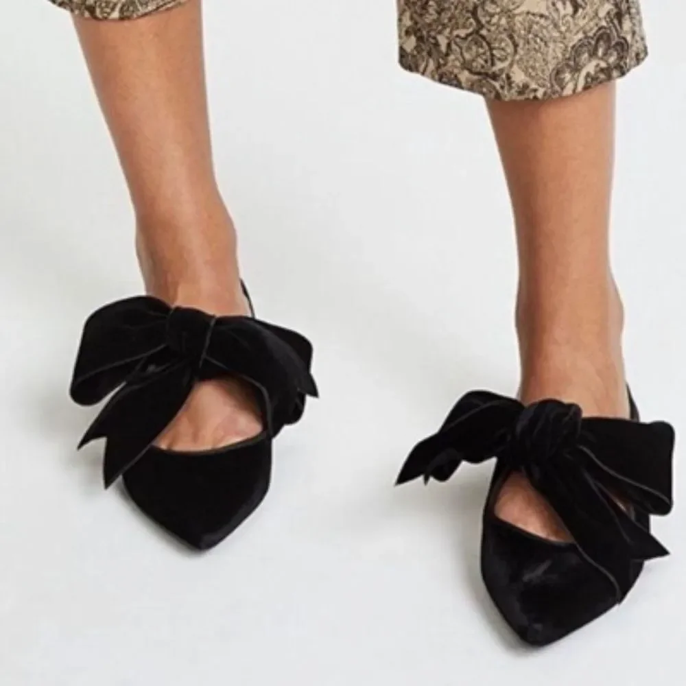 NIB Tory Burch Clara Oversized Bow Velvet Flats US 6.5